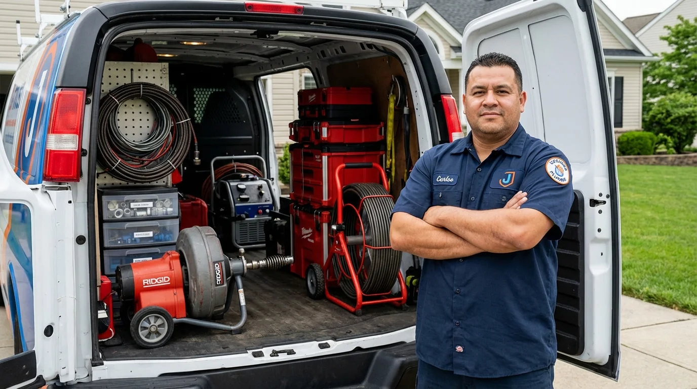 Professional drain cleaning equipment and Johns Plumbing LLC plumber in Johnson City